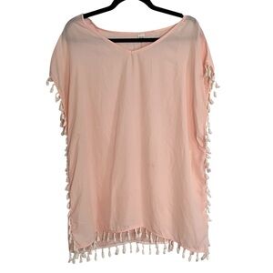 Source Unknown Pink Tassel Swim Coverup